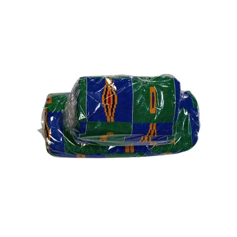 Royal Blue and Green Kente